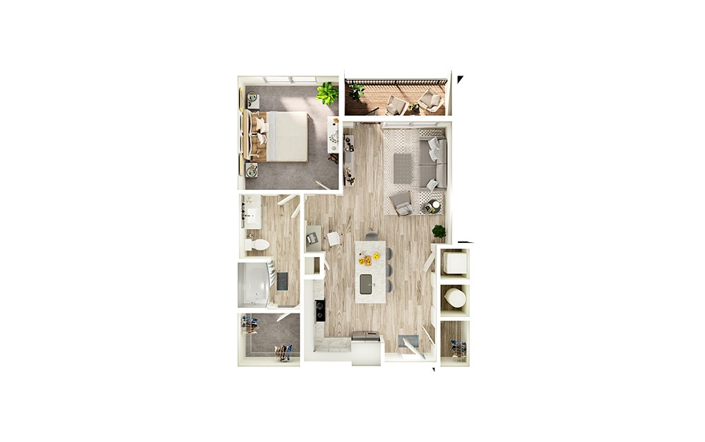 A8 - 1 bedroom floorplan layout with 1 bath and 766 square feet.