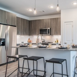 With island bar seating and stainless steel appliances, the kitchens here at Lyra are *chef's kiss.* ๐ฉโ๐ณ Instagram post from @lyrabyradius on December 04, 2023 15:37:06pm